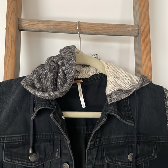 Free People Black denim and knit jacket - Picture 3 of 4